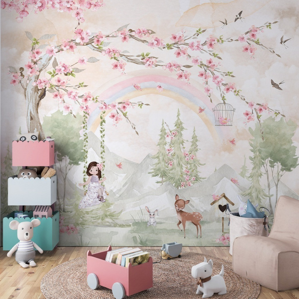 Papel de Parede Personalizado Brisa da Primavera Floral Papel de Parede Personalizado Brisa da Primavera Floral