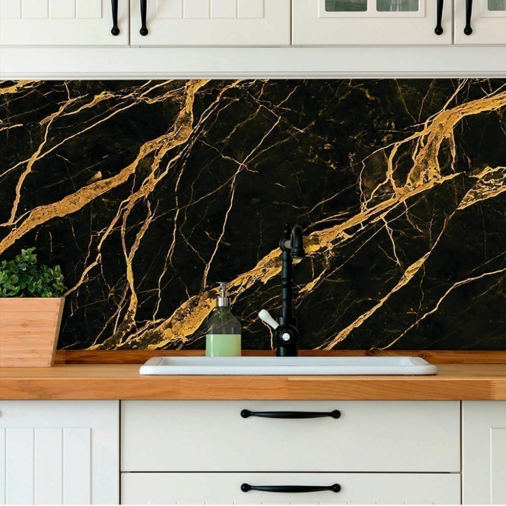 Papel de Parede Personalizado Mármore Crepúsculo Dourado