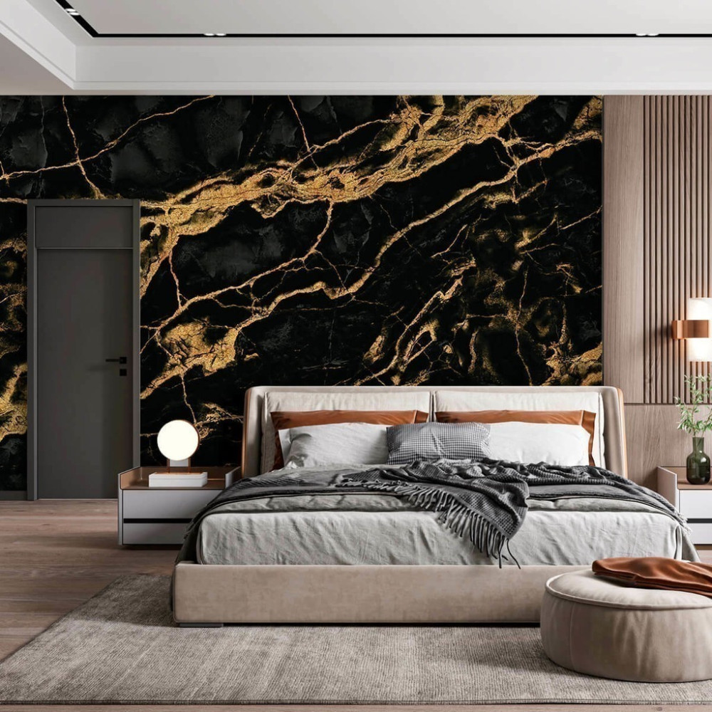 Papel de Parede Personalizado Mármore Cinza Iluminado Papel de Parede Personalizado Mármore Cinza Iluminado