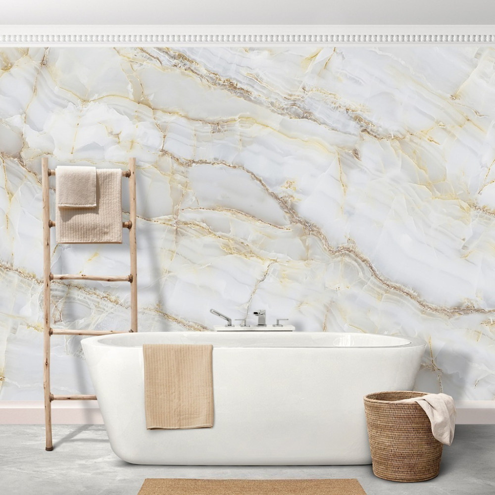 Papel de Parede Personalizado Mármore Branco Vintage