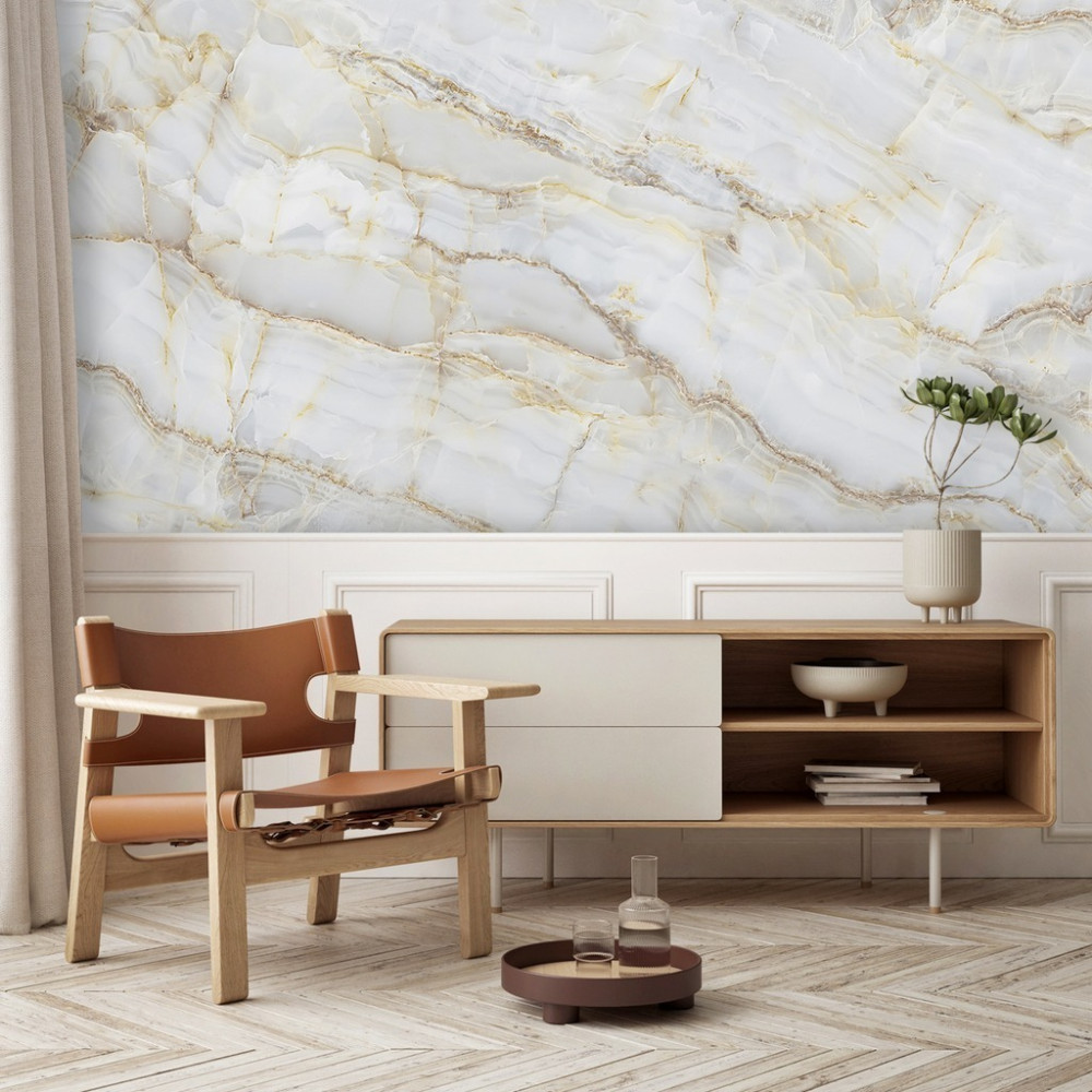 Papel de Parede Personalizado Mármore Branco Vintage
