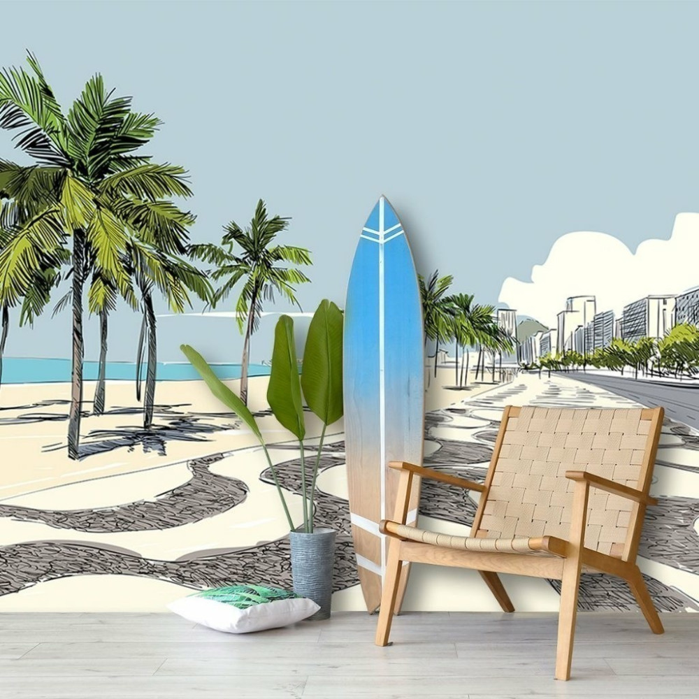 Papel de Parede Personalizado Copacabana Ilustration Papel de Parede Personalizado Copacabana Ilustration