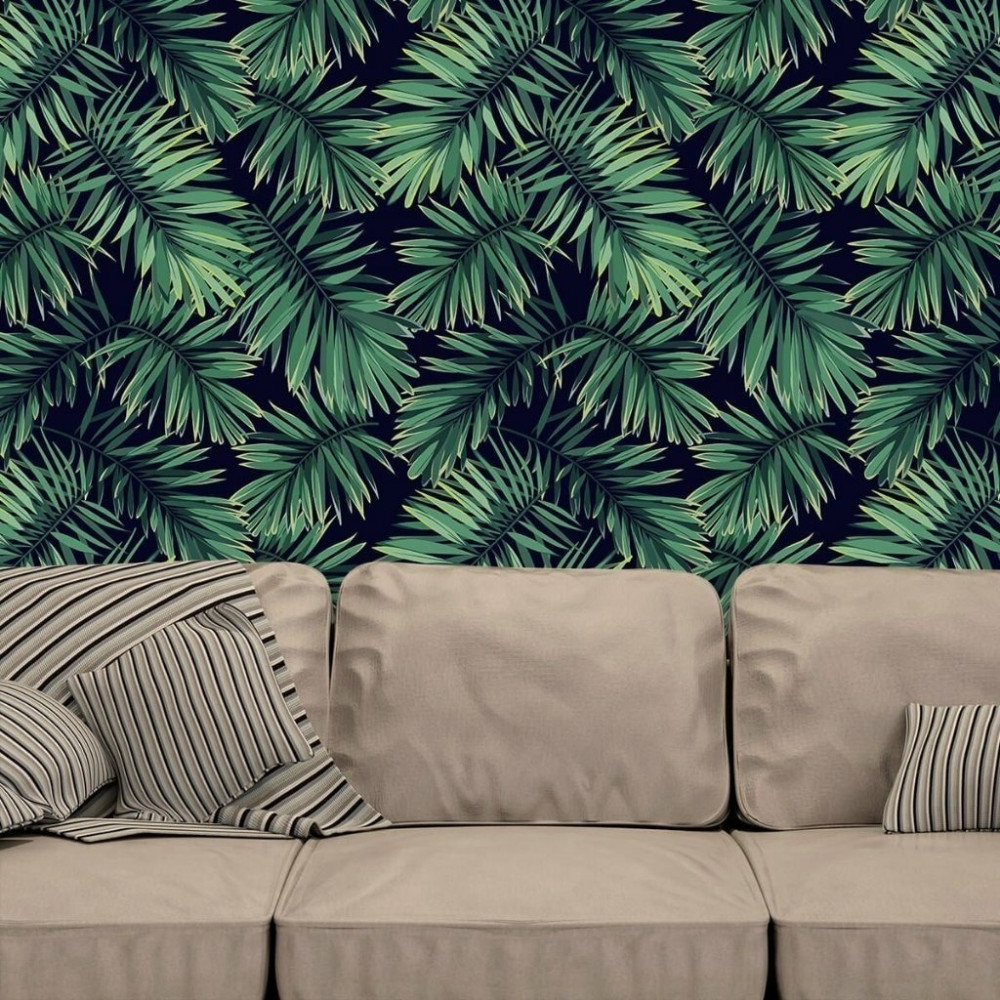 Papel de Parede Personalizado Folhagens da Meia Noite Verde