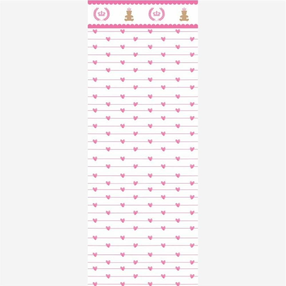 Papel de Parede Infantil Meia Parede Ursinha com Corações Rosa