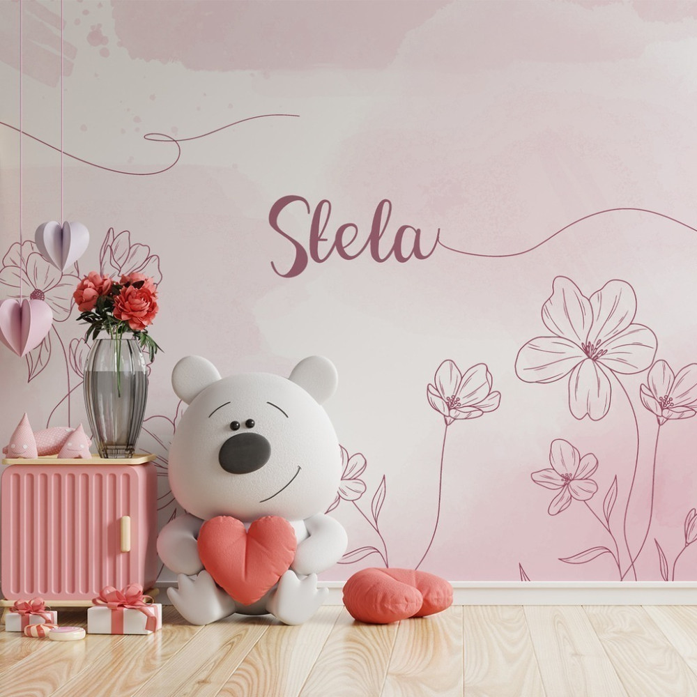 Papel de Parede Personalizado Riscos Florais Papel de Parede Personalizado Riscos Florais