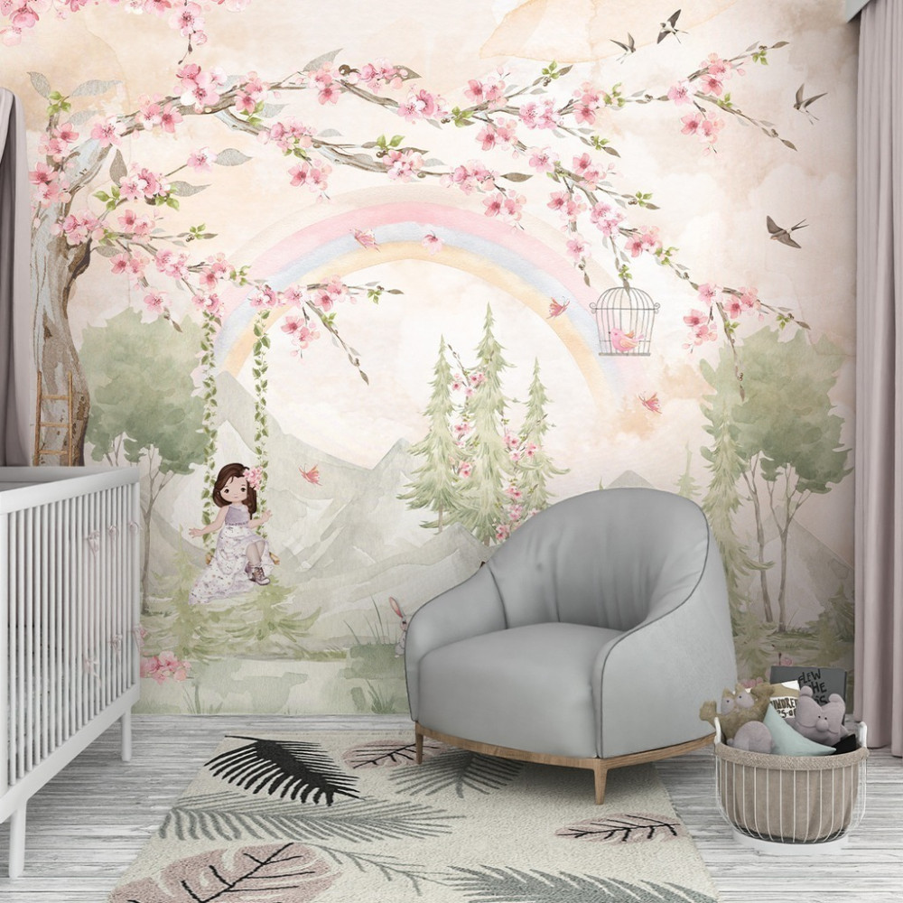 Papel de Parede Personalizado Brisa da Primavera Floral Papel de Parede Personalizado Brisa da Primavera Floral