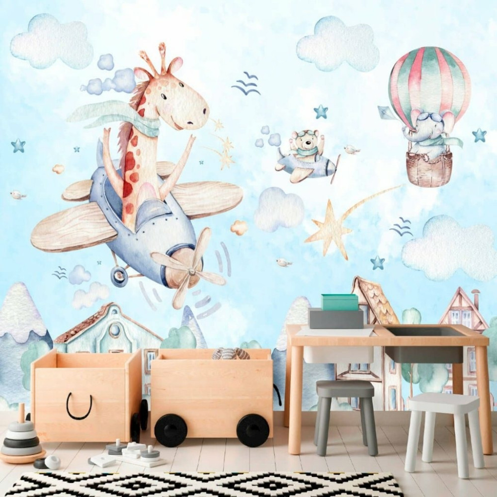 Papel de Parede Personalizado Girafa Céu Encantado