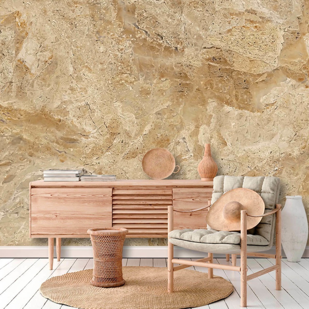 Papel de Parede Personalizado Mármore Champagne Rústico Papel de Parede Personalizado Mármore Champagne Rústico