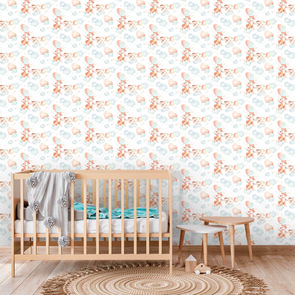 Papel de Parede Baby Raposas Encantadas Papel de Parede Baby Raposas Encantadas