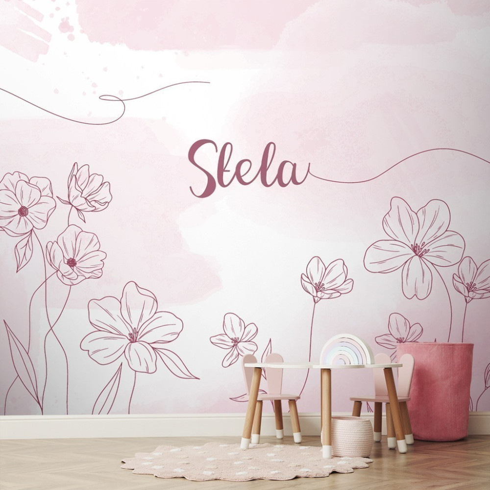 Papel de Parede Personalizado Riscos Florais Papel de Parede Personalizado Riscos Florais