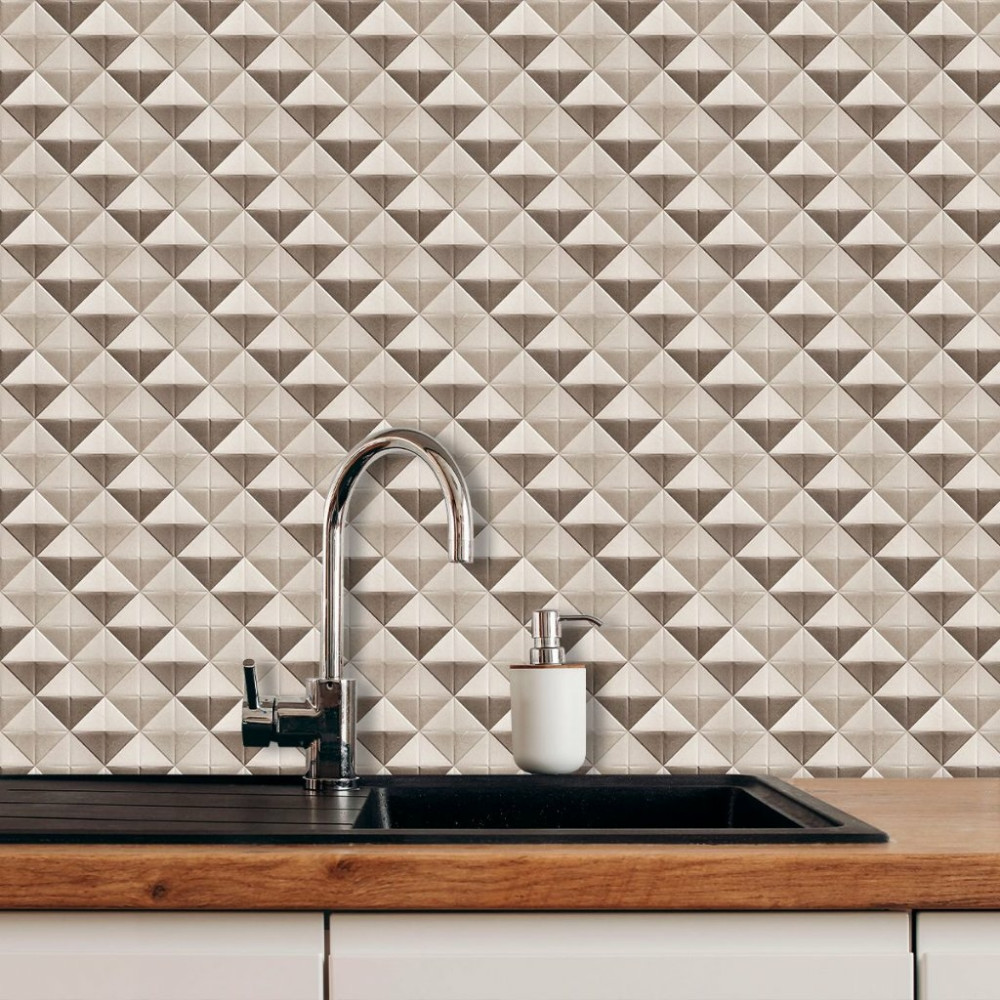 Papel de Parede Azulejo Quadriculado Marrom