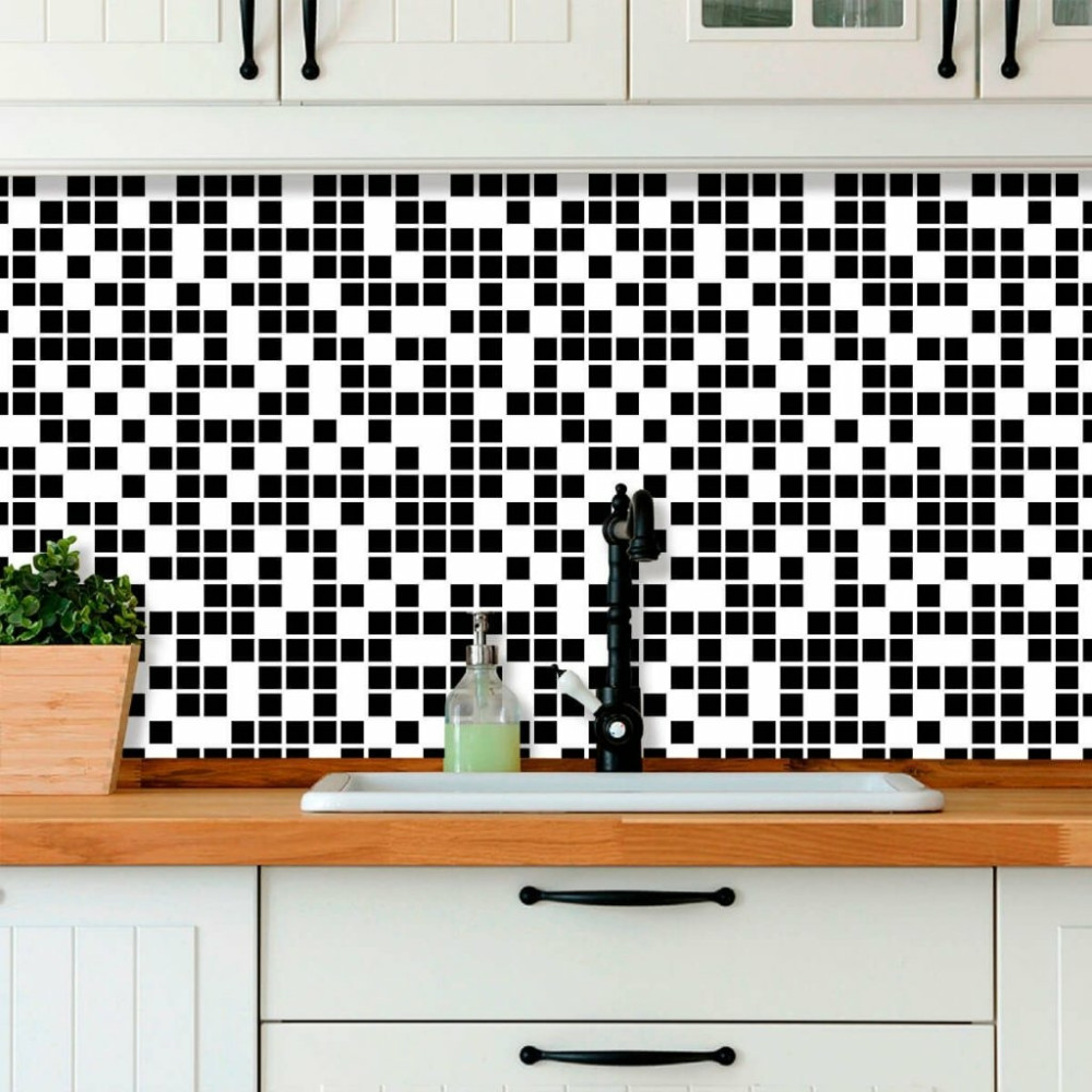 Papel de Parede Pastilhas Preto e Branco