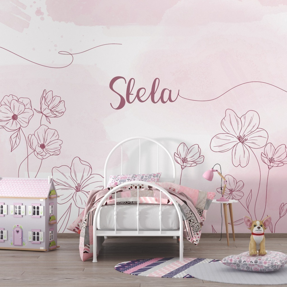 Papel de Parede Personalizado Riscos Florais Papel de Parede Personalizado Riscos Florais