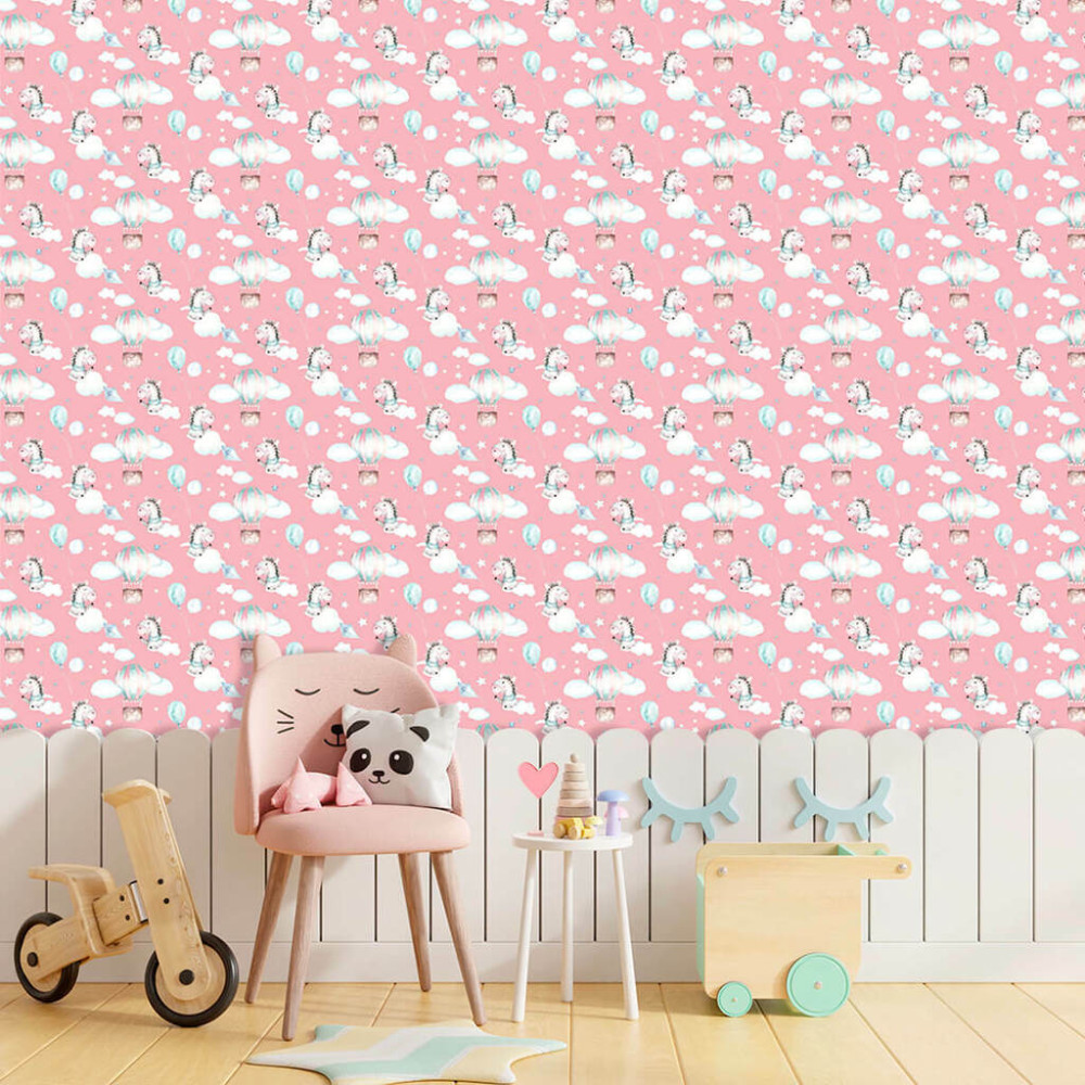 Papel de Parede Baby Zebras nas Nuvens Papel de Parede Baby Zebras nas Nuvens