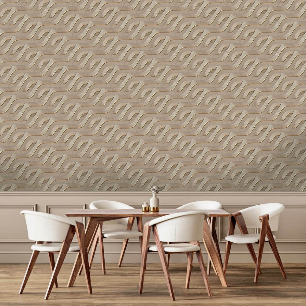 Papel de Parede Geométrico Oceano de Ouro