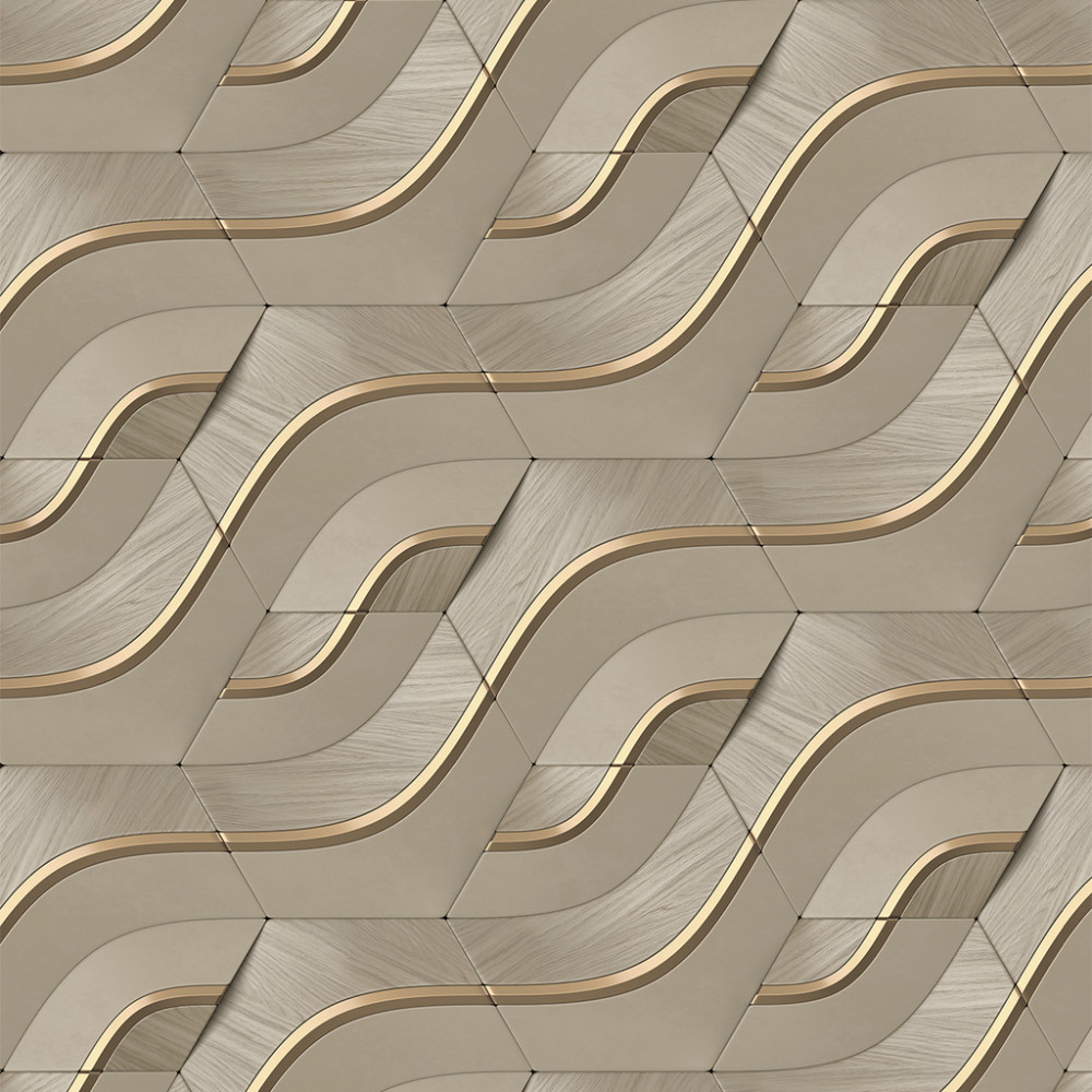 Papel de Parede Geométrico Oceano de Ouro