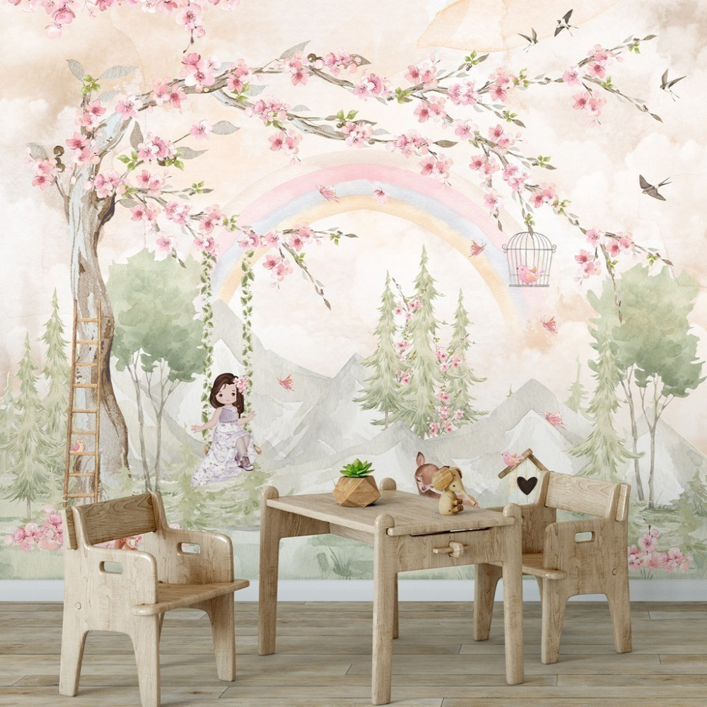 Papel de Parede Personalizado Brisa da Primavera Floral Papel de Parede Personalizado Brisa da Primavera Floral