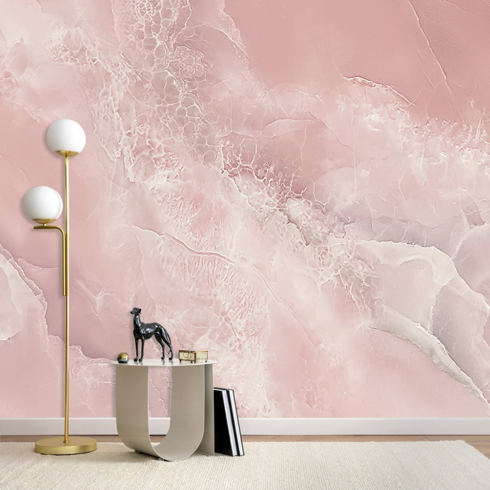 Papel de Parede Personalizado Mármore Oceano Rosa