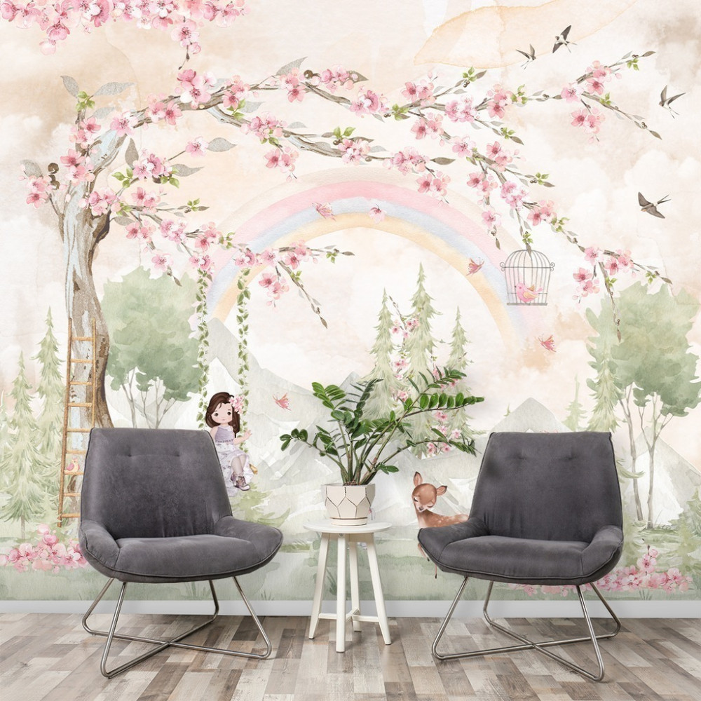 Papel de Parede Personalizado Brisa da Primavera Floral Papel de Parede Personalizado Brisa da Primavera Floral