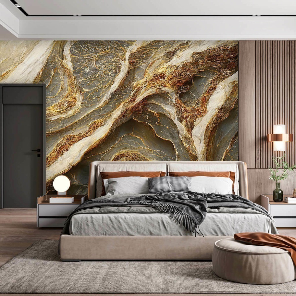 Papel de Parede Personalizado Mármore Rústico em Tons de Areia Papel de Parede Personalizado Mármore Rústico em Tons de Areia