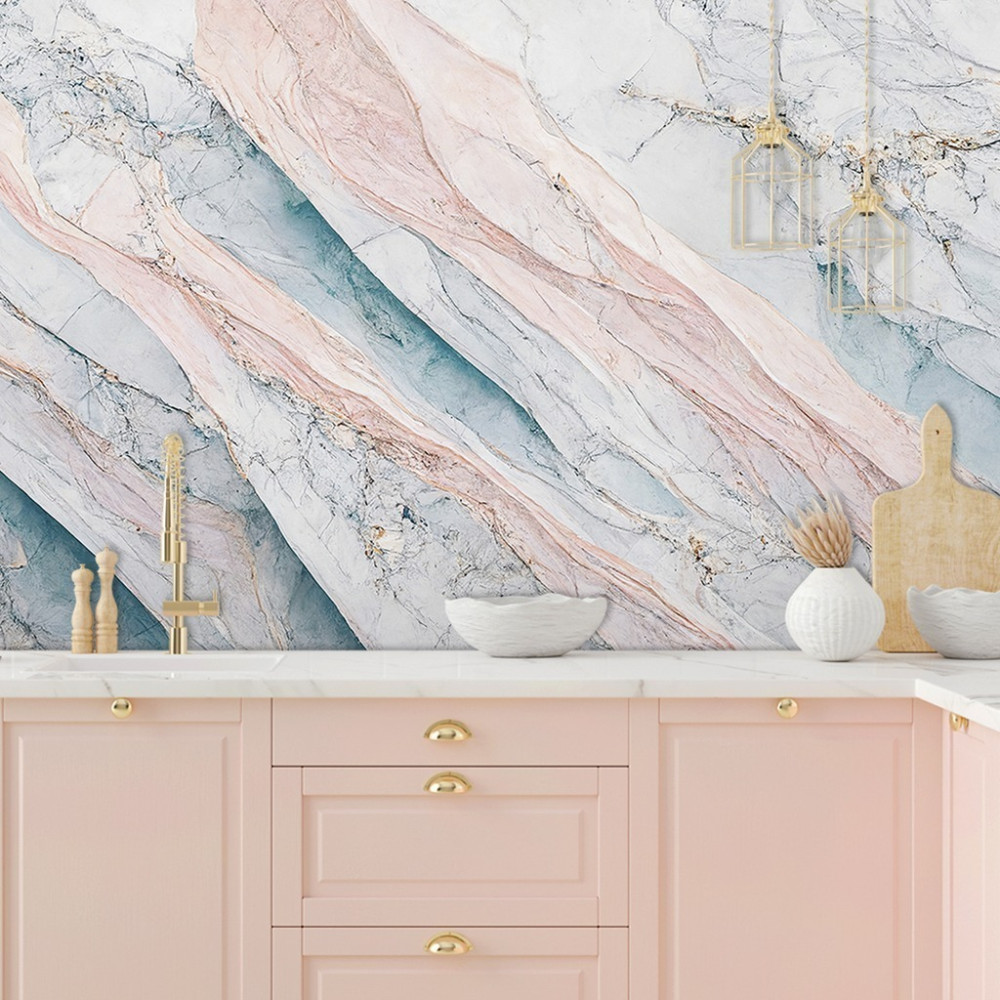 Papel de Parede Personalizado Mármore Delicado Tons Suave