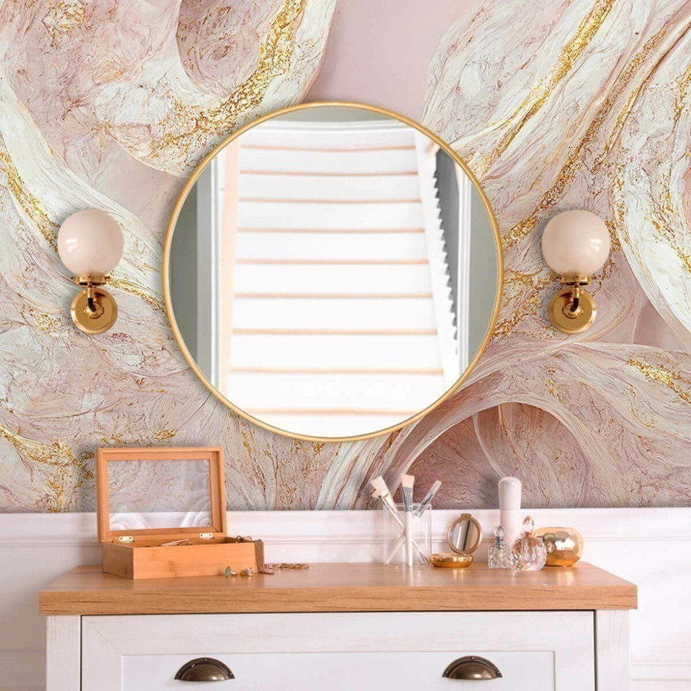 Papel de Parede Personalizado Mármore Rosa Pastél