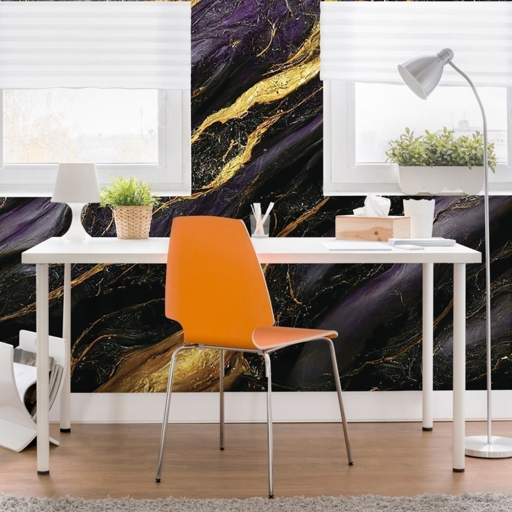 Papel de Parede Personalizado Mármore Pedra Negra Iluminada Papel de Parede Personalizado Mármore Pedra Negra Iluminada