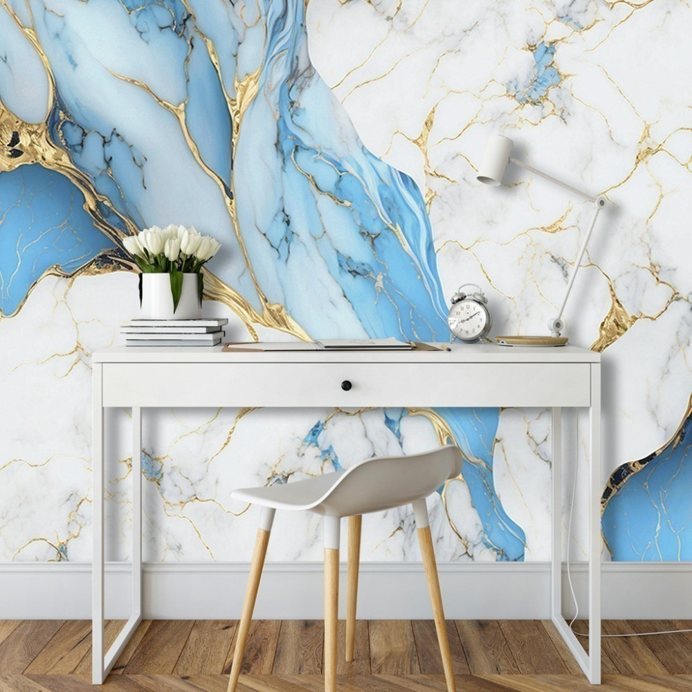 Papel de Parede Personalizado Pedra Mármore Turbilhão do Mar