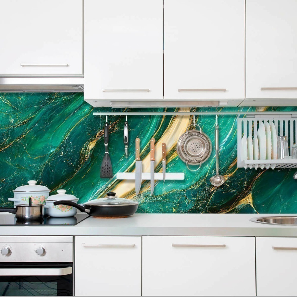 Papel de Parede Personalizado Mármore Jade com Dourado Papel de Parede Personalizado Mármore Jade com Dourado