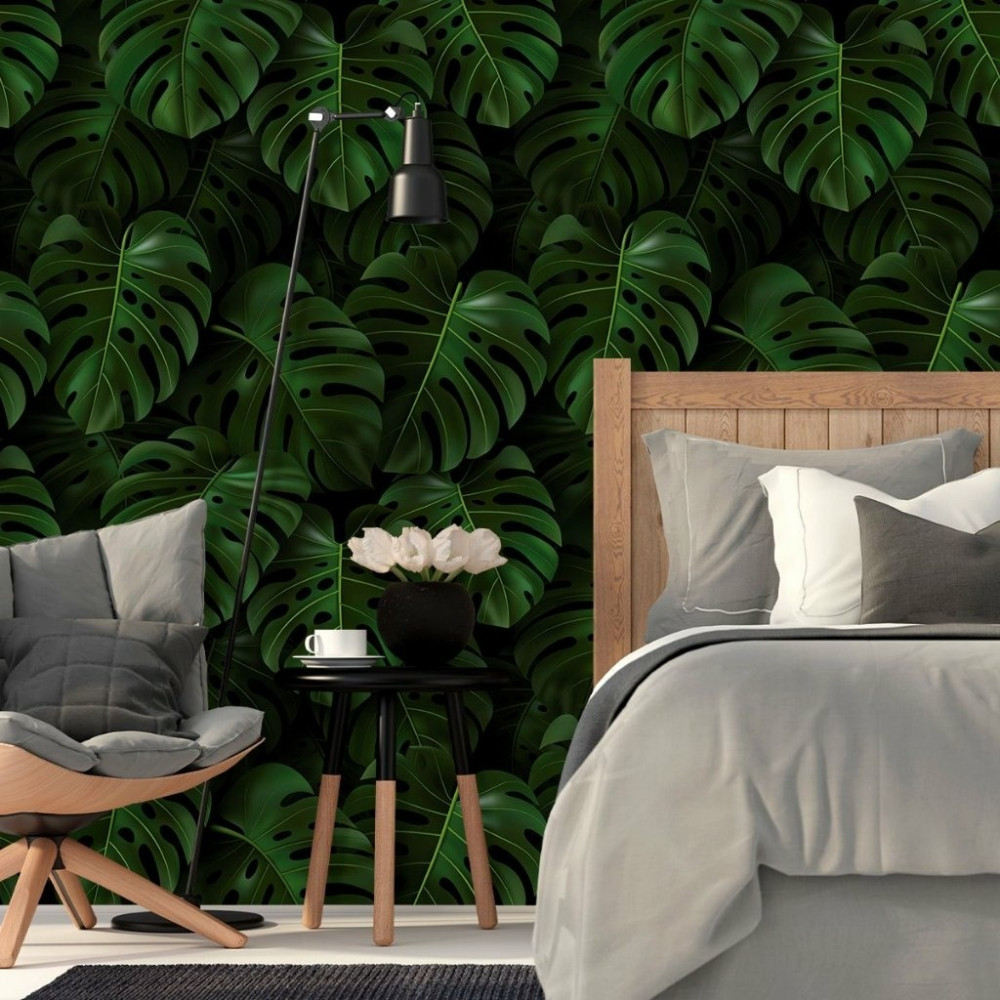 Papel de Parede Personalizado Costela de Adão Verde Papel de Parede Personalizado Costela de Adão Verde