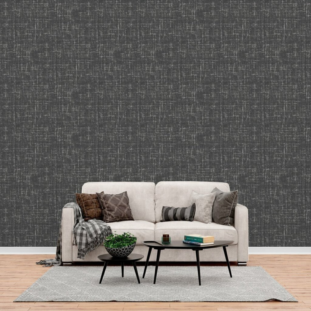 Papel de Parede Tecido Linho Grafite Papel de Parede Tecido Linho Grafite
