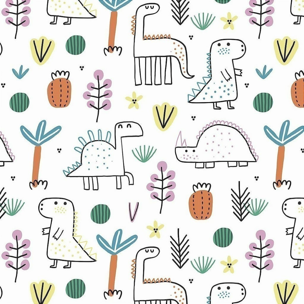 Papel De Parede Personalizado Dinossauros Coloridos