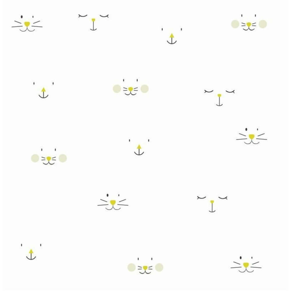 Papel de Parede Gatinhas Amigas Amarelo