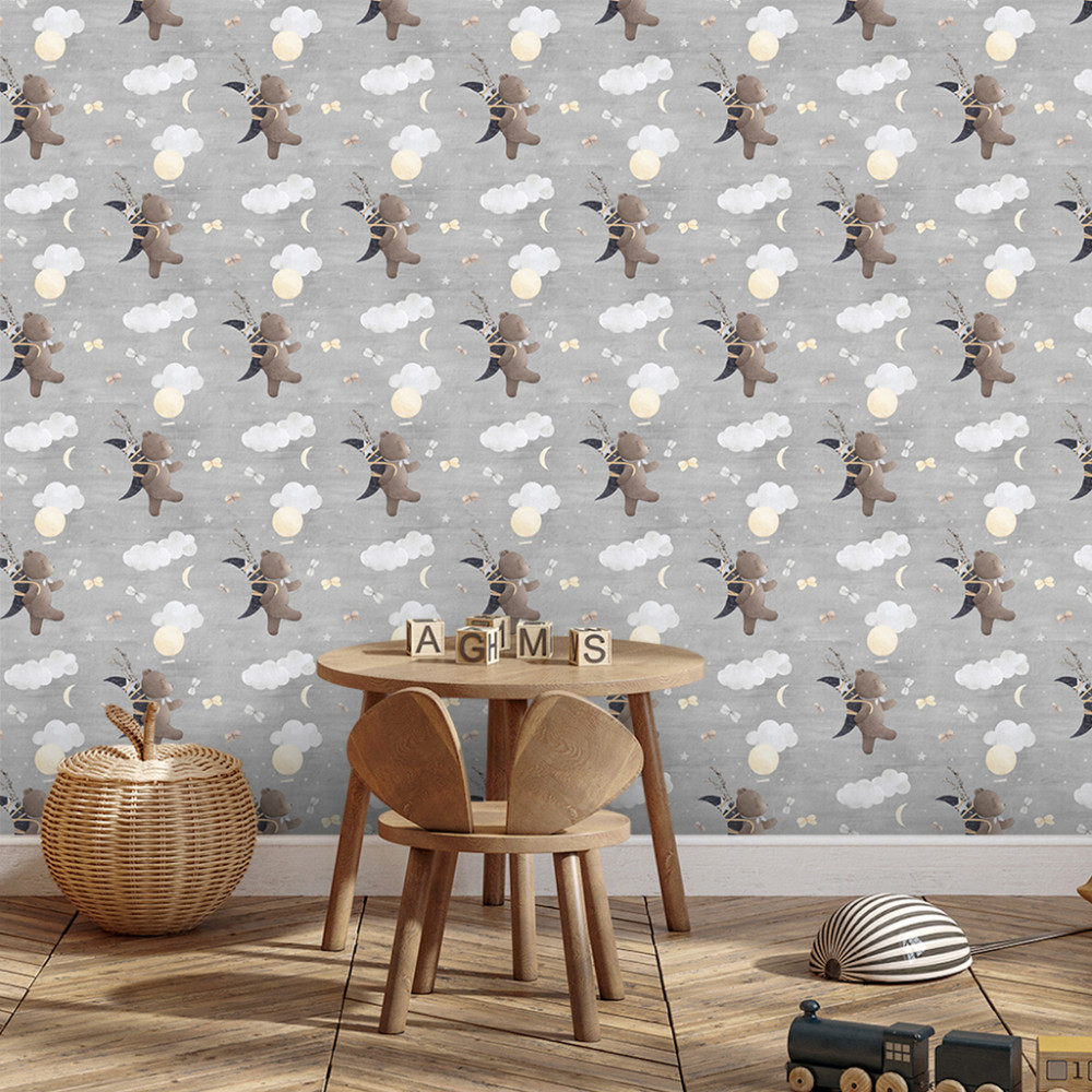 Papel de Parede Baby Urso Lunar Papel de Parede Baby Urso Lunar