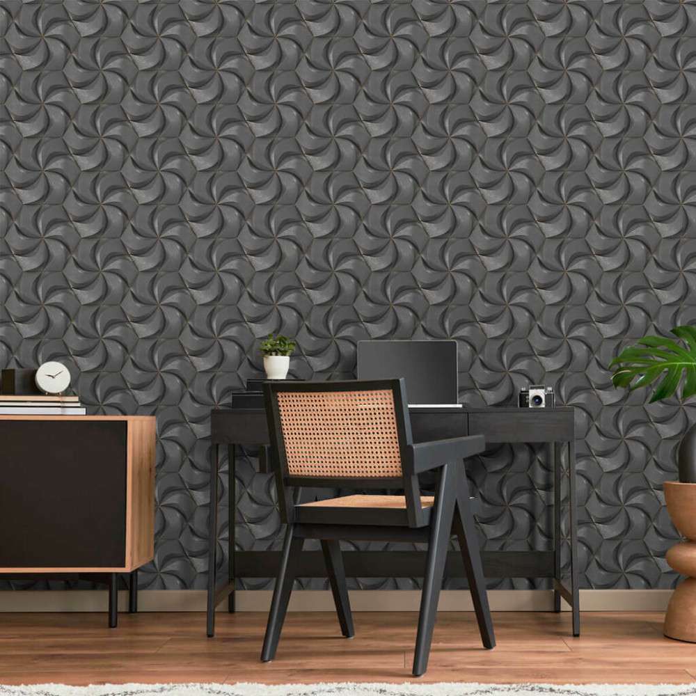 Papel de Parede Geométrico Flor Cinza Papel de Parede Geométrico Flor Cinza