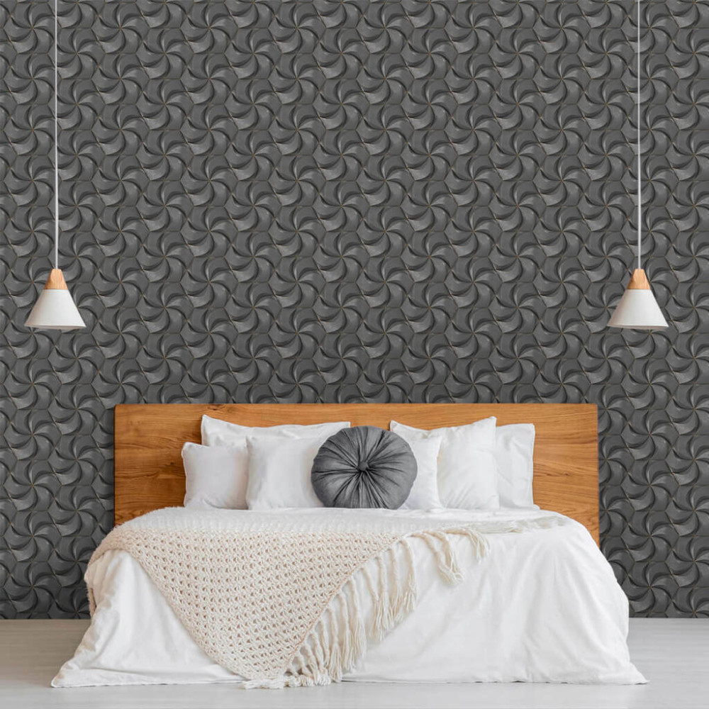 Papel de Parede Geométrico Flor Cinza Papel de Parede Geométrico Flor Cinza