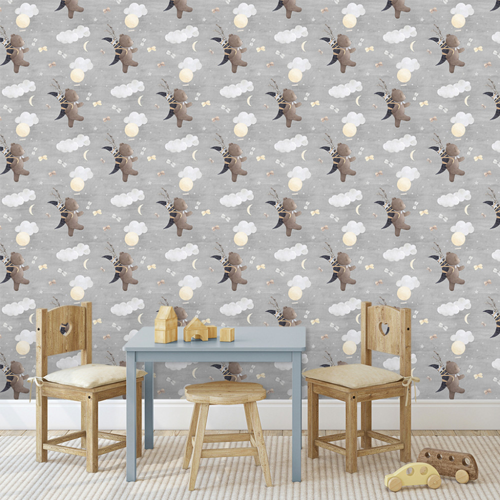 Papel de Parede Baby Urso Lunar Papel de Parede Baby Urso Lunar