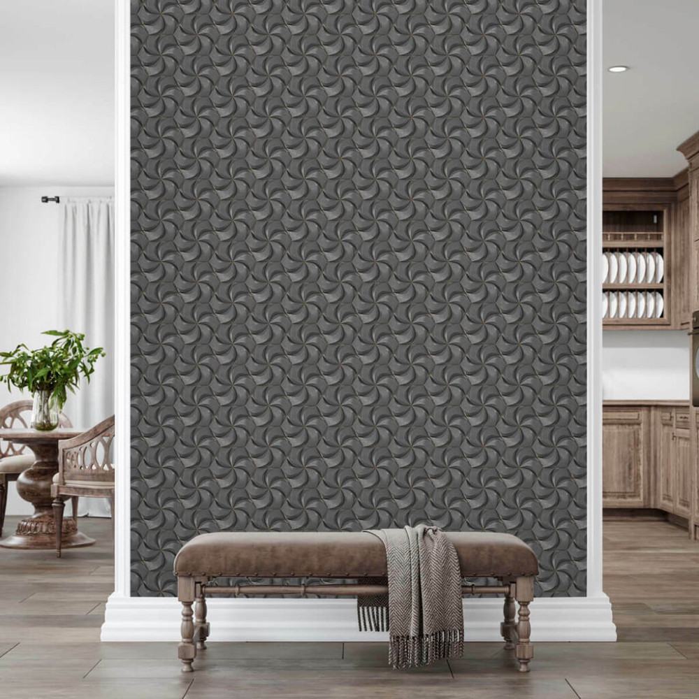 Papel de Parede Geométrico Flor Cinza Papel de Parede Geométrico Flor Cinza