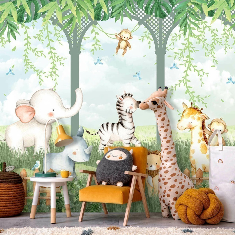 Papel De Parede Personalizado Zoo Baby Cute