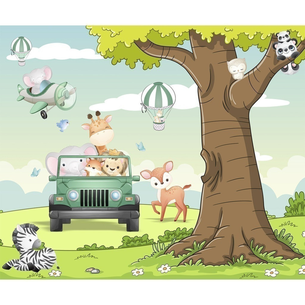 Papel De Parede Personalizado Safári Passeio Divertido