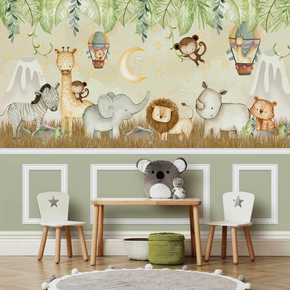 Papel De Parede Personalizado Noite Na Floresta Safári