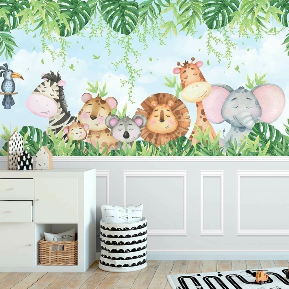 Papel De Parede Personalizado Baby Safári Na Floresta