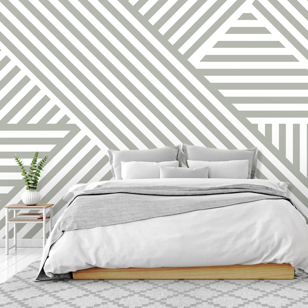 Papel De Parede Personalizado Listras Cinzas