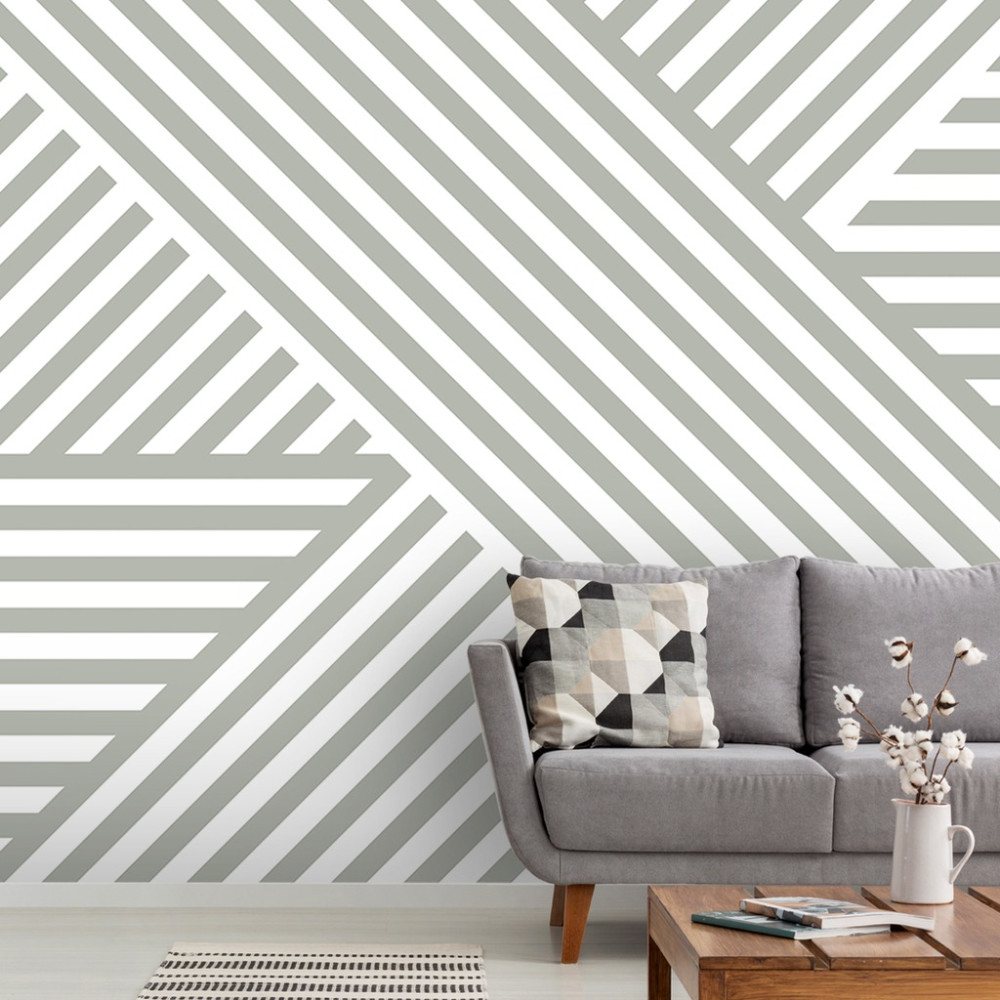 Papel De Parede Personalizado Listras Cinzas