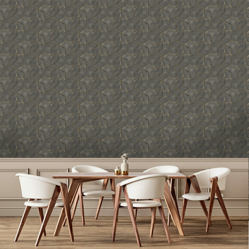 Papel de Parede Geométrico Cubos em Perspectiva Papel de Parede Geométrico Cubos em Perspectiva