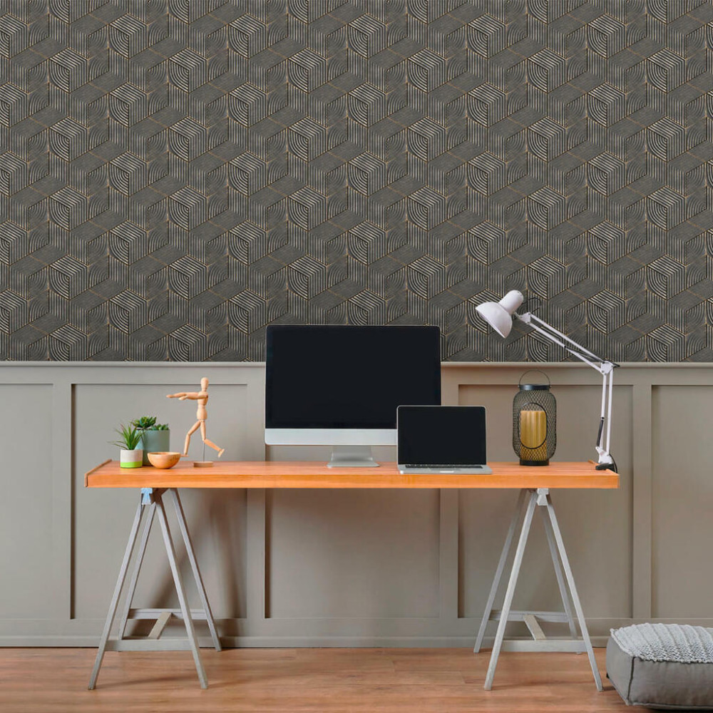 Papel de Parede Geométrico Cubos em Perspectiva Papel de Parede Geométrico Cubos em Perspectiva