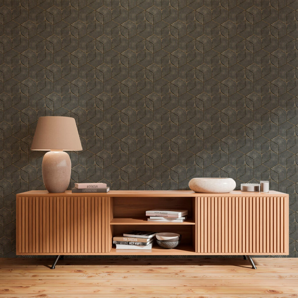 Papel de Parede Geométrico Cubos em Perspectiva Papel de Parede Geométrico Cubos em Perspectiva