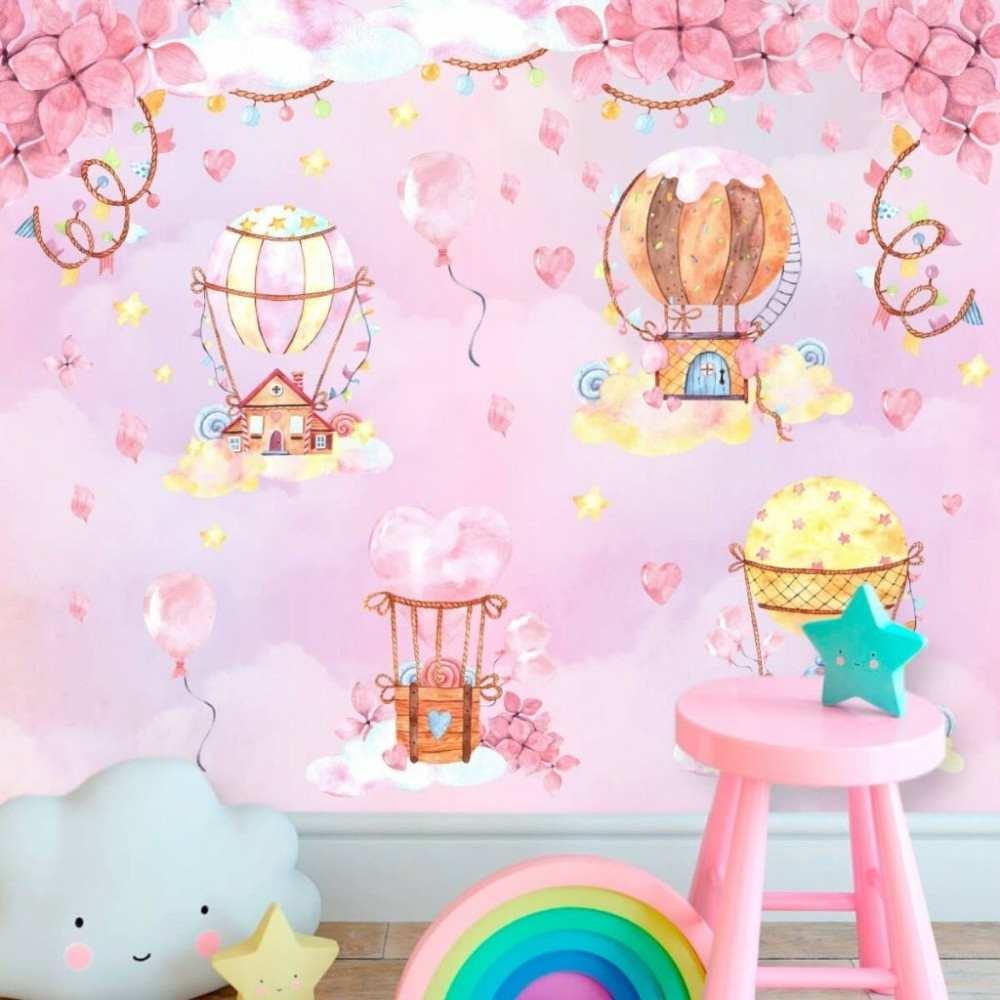 Papel de Parede Personalizado Balões Aquarela