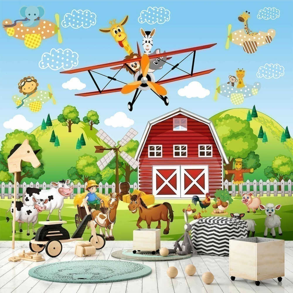Papel De Parede Personalizado Diversão Na Fazenda