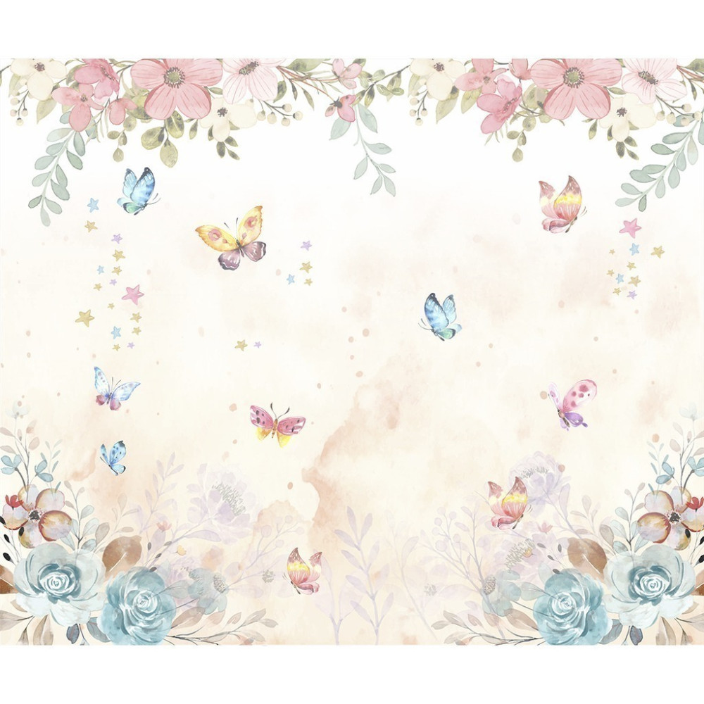 Papel de Parede Personalizado Infantil Floral Aquarela